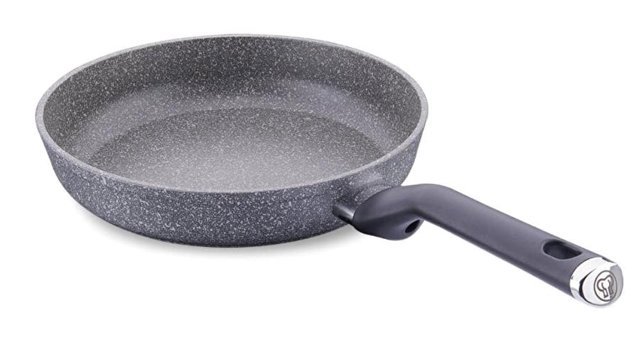 Korkmaz Palma A3911 Plastik Saplı Granit 28 cm Düz Tava Gri