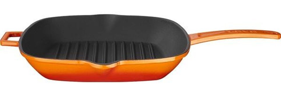 Lava Metal Saplı Döküm 26x26 cm Grill Tava Turuncu