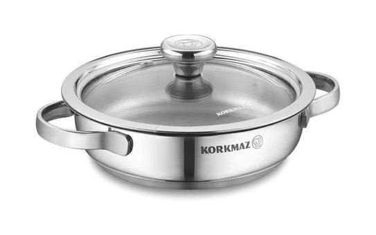 Korkmaz Minika A1500 Çelik Saplı Paslanmaz Çelik 14 cm Sahan Tava Gri