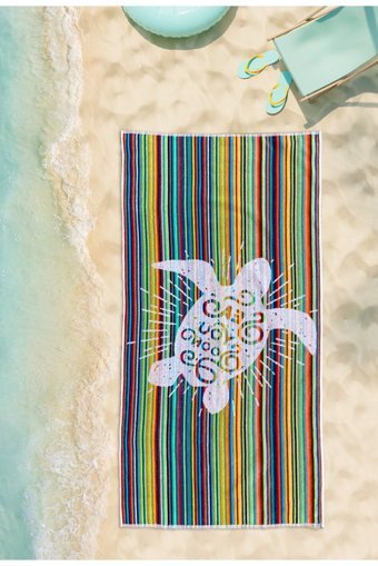 Cottontherapy Kaplumbağa Pamuklu Plaj Havlusu Çok Renkli