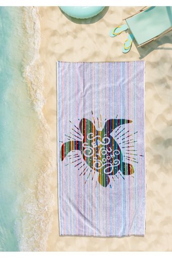 Cottontherapy Kaplumbağa Pamuklu Plaj Havlusu Çok Renkli