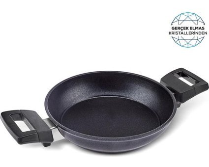 Karaca Biodiamond Powerful Plus Plastik Saplı Diamond 18 cm Sahan Tava Siyah