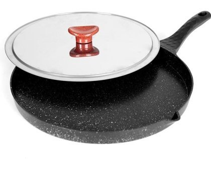 Fairy Tales Thermo Taban Plastik Saplı Döküm 35 cm Balık - Gözleme - Bazlama Tava Gri