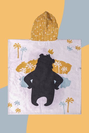 Vevienhome Cool Bear Giyilebilir Pamuklu Çocuk Plaj Havlusu Sarı