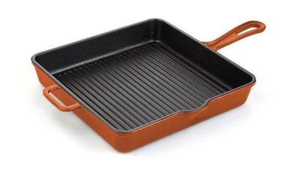 Essenso Dijon Döküm Saplı Demir Döküm 25x25 cm Grill Tava Turuncu