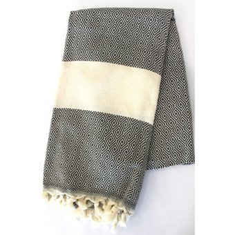 Asa Cotton Rejenere Elmas Pamuklu Plaj Havlusu Siyah