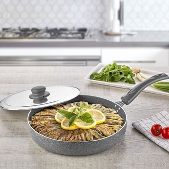 Polo Chef Çupra Plastik Saplı Alüminyum 34 cm Balık Tava Gri