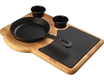Lava Ahşap Altlıklı Döküm 16 cm Kızartma Tava Siyah