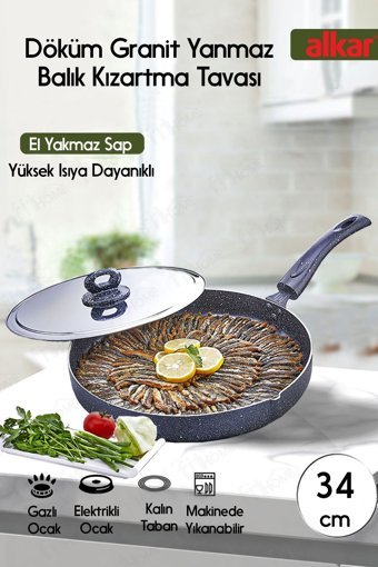 Fithome Plastik Saplı Döküm 34 cm Balık Tava Mavi