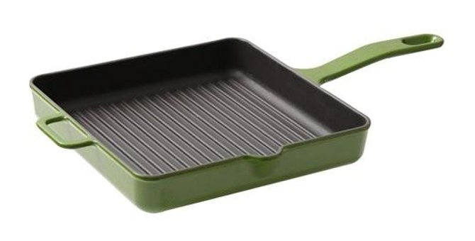 Sürel Kare Döküm Saplı Demir Döküm 25 cm Grill Tava Yeşil