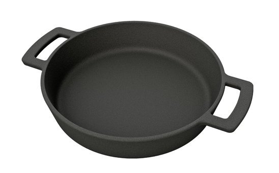 Outdoorchef Gurme Döküm Saplı Demir Döküm 24 cm Düz Tava Siyah