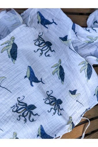 Yulakıdstore Balina Giyilebilir Müslin Plaj Havlusu Beyaz