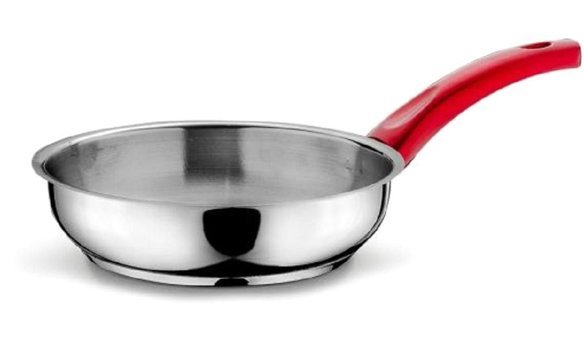 Yıldız Çelik Plastik Saplı Çelik 18 cm Düz Tava Gri