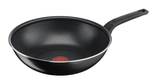 Tefal 1X SimplyClean Plastik Saplı Titanyum 28 cm Wok Tava Siyah
