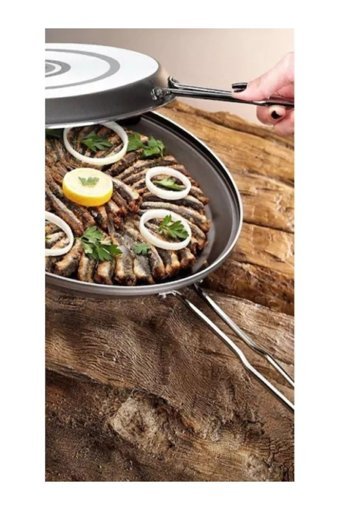 Erdemhaslon İkiz Metal Saplı 32 cm Balık - Börek Tava Gri
