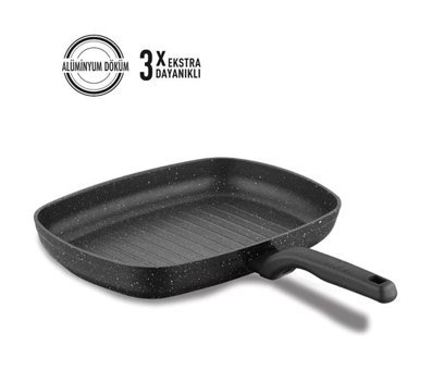 Korkmaz Ornella A1121 Plastik Saplı 35x25 cm Grill Tava Siyah