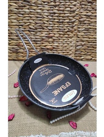 İmza Efsane Çelik Saplı Granit 24 cm Sahan Tava Siyah