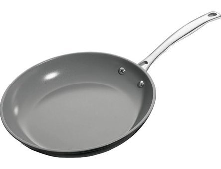 Fontignac 3 Etoiles Çelik Saplı Seramik 28 cm Düz Tava Gri-Siyah