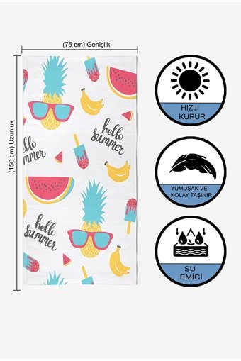 Vevienhome Summer Fruity Pamuklu Plaj Havlusu Çok Renkli