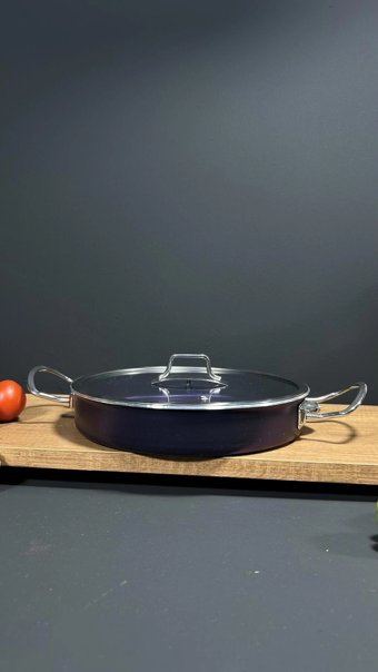 Bena Life Kapaklı Metal Saplı Alüminyum 24 cm Düz Tava Siyah