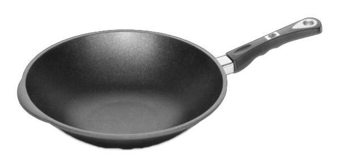 Amt Gastroguss Plastik Saplı Döküm 32 cm Wok Tava Siyah