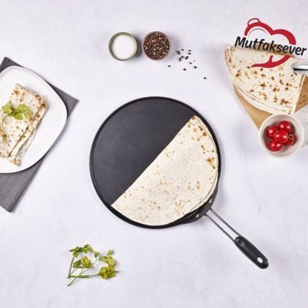 Karaca Mutfaksever Plastik Saplı Alüminyum 34 cm Gözleme Tava Siyah