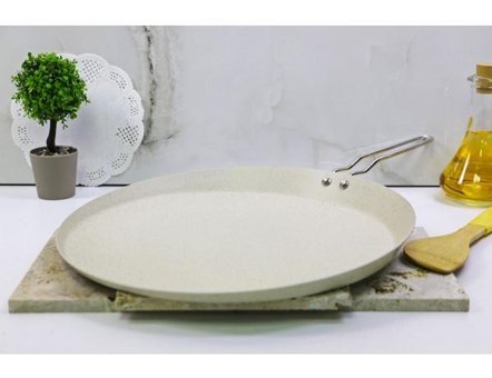 Evita Metal Saplı Granit 36 cm Krep Tava Krem