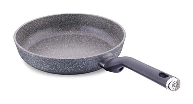 Korkmaz Palma A3909 Plastik Saplı Granit 24 cm Düz Tava Gri