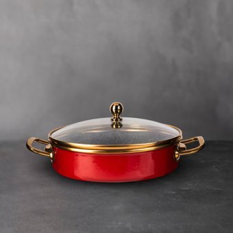 Emsan Kapaklı Metal Saplı 20 cm Sahan Tava Kırmızı