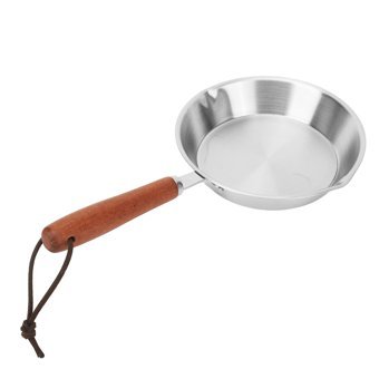 Hztyyier Ahşap Saplı Paslanmaz Çelik 12 cm Düz Tava Gri