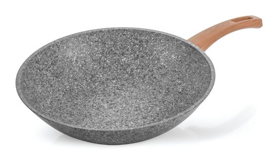 Karaca Silver Stone Plastik Saplı Bio Granit 28 cm Wok Tava Gri