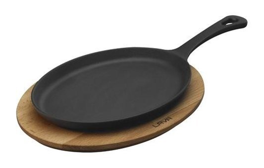 Lava Ahşap Altlıklı Döküm 17 cm Düz Tava Siyah