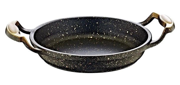 O.M.S Döküm Saplı Döküm 20 cm Sahan Tava Altın-Siyah