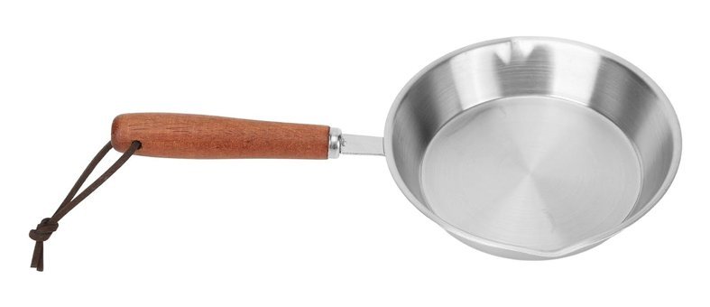 Luckdano Ahşap Saplı Paslanmaz Çelik 16 cm Kızartma Tava Gri