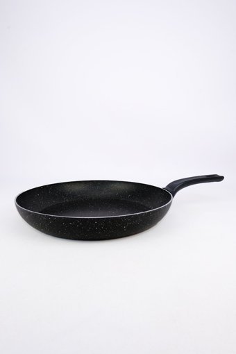 Mehtap Plastik Saplı Granit 32 cm Düz Tava Siyah