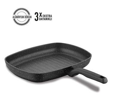 Korkmaz Ornella A1121 Plastik Saplı 25 cm Grill Tava Siyah