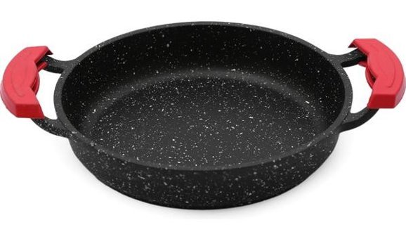 Alkar Hanımeli Plastik Saplı Granit 22 cm Sahan Tava Siyah