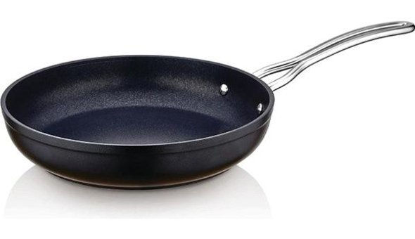 Saflon Metal Saplı Alüminyum 32 cm Düz Tava Siyah