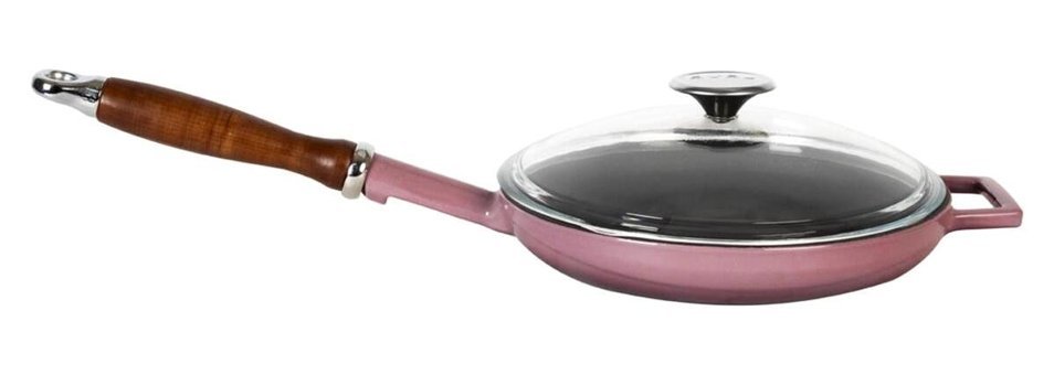 Lava Kapaklı Ahşap Saplı Döküm 28 cm Kızartma Tava Mor