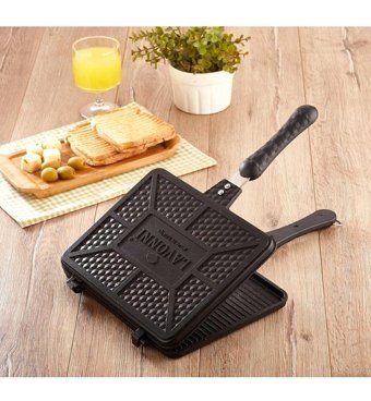Lavonni Plastik Saplı Döküm 26 cm Tost Tava Siyah