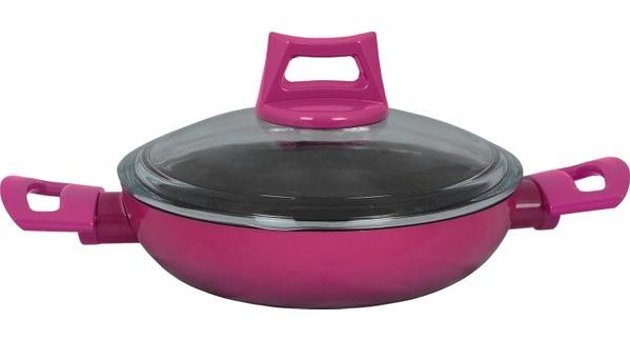 Mehtap Plastik Saplı Titanyum 18 cm Sahan Tava Pembe