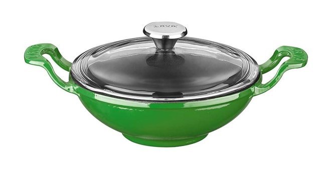 Lava Mini Kapaklı Döküm 16 cm Wok Tava Yeşil