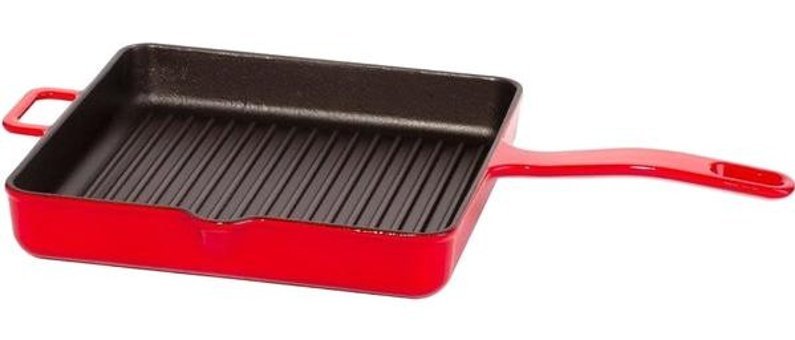 O.M.S 326530KRM Döküm Saplı Demir Döküm 30 cm Grill Tava Kırmızı