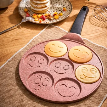 Emsan Smile 7 Bölüm Plastik Saplı Granit 26 cm Krep Tava Pembe