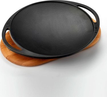 Lava Ahşap Altlıklı Döküm 28 cm Saç Tava Siyah