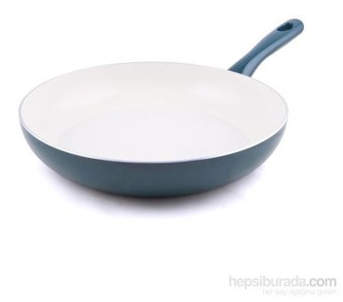 Essenso Ecotouch Torino Plastik Saplı Alüminyum 28 cm Düz Tava Mavi