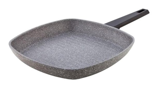 Falez Kare Plastik Saplı Alüminyum 28 cm Düz Tava Gri
