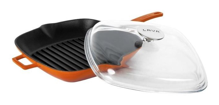 Lava Kare Kapaklı Döküm 26x26 cm Grill Tava Turuncu