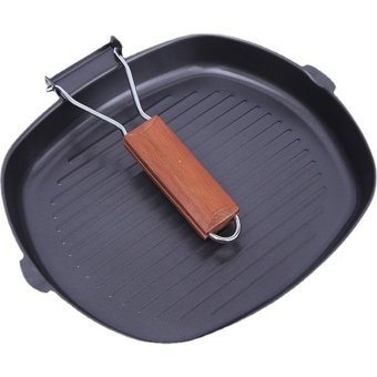 Tulip Kitchenware Ahşap Saplı Çelik 20 cm Biftek Tava Siyah