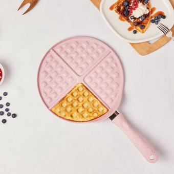 Karaca Mutfaksever Plastik Saplı Alüminyum 26 cm Waffle Tava Pembe